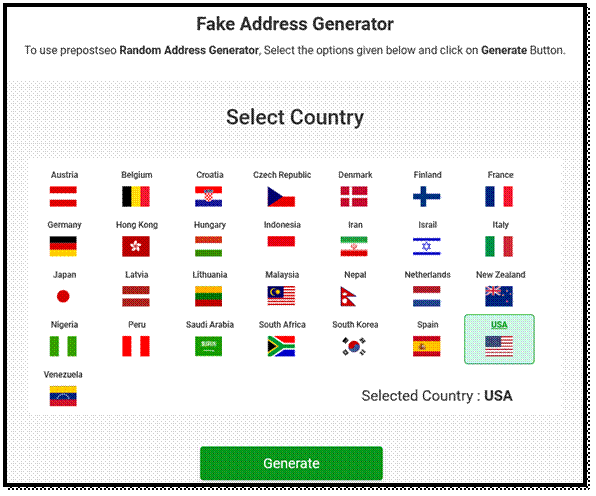 Fake Address Generator