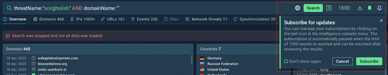 Search Updates in TI Lookup allow you to track evolving threats